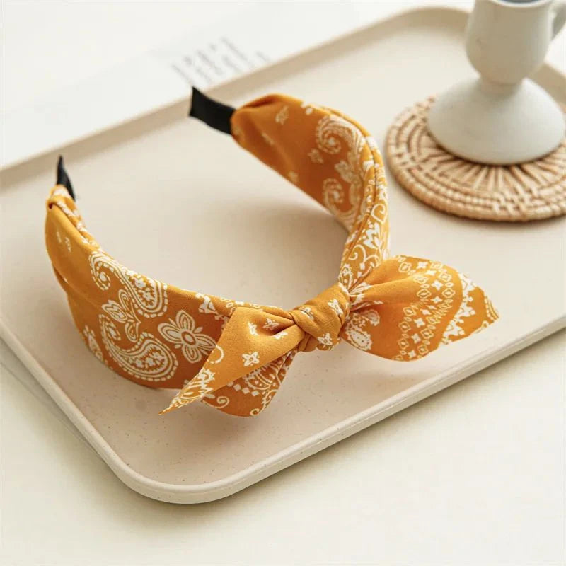 Retro Paisley Bow Headband