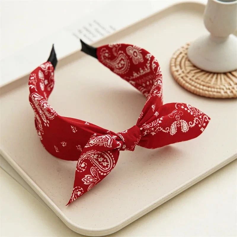 Retro Paisley Bow Headband