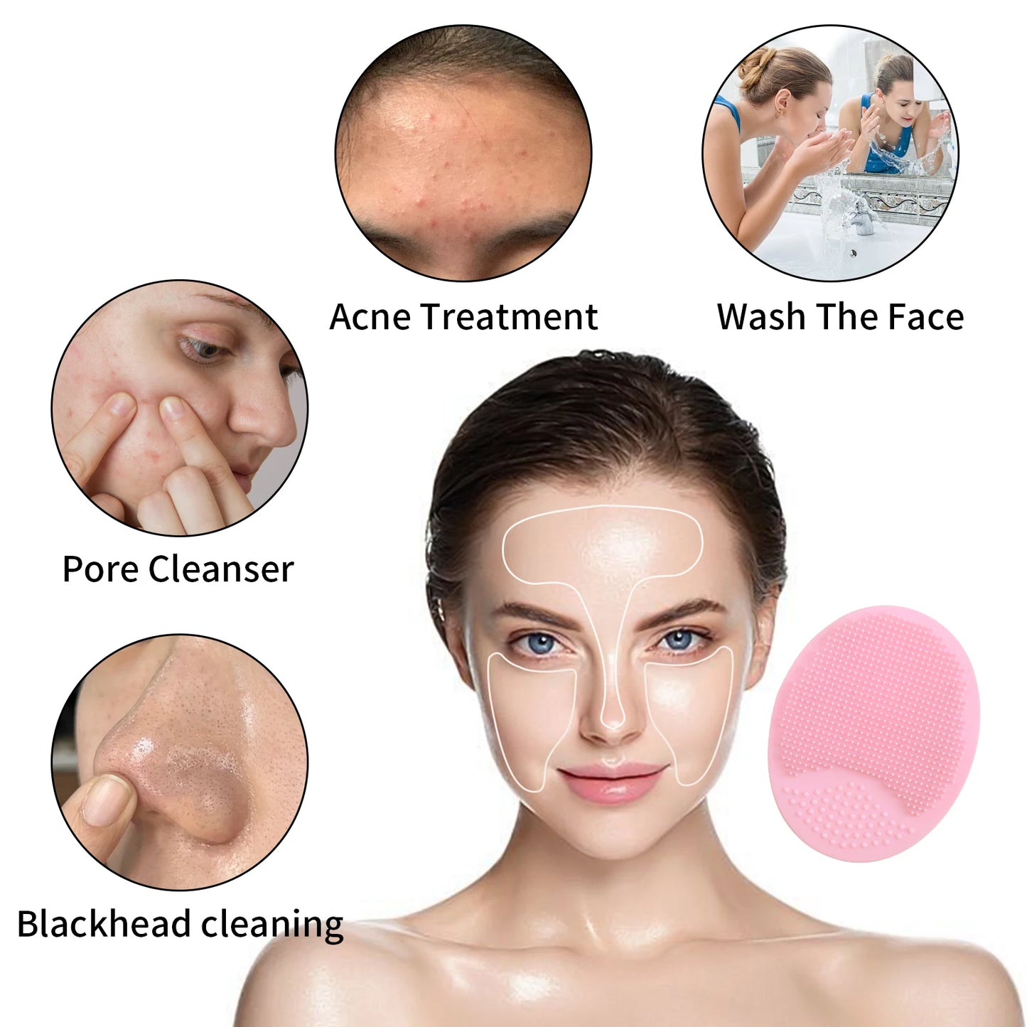 Wash a face to brush Silicone Cute Sucker mini Cleansing	cleaning brush for Face Washing