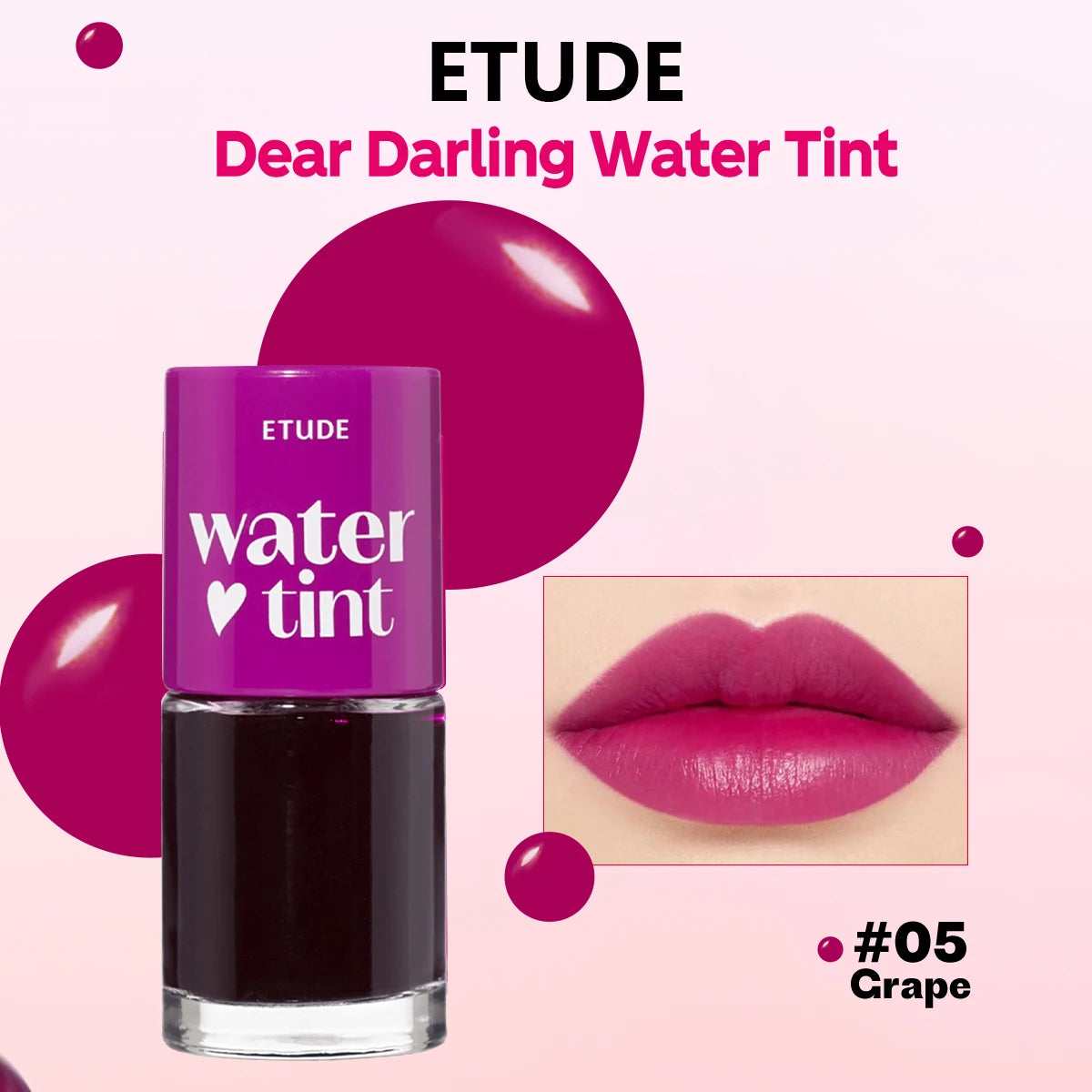 Korean Lip Tint, Long-Lasting Water Lip Stain, ETUDE Dear Darling
