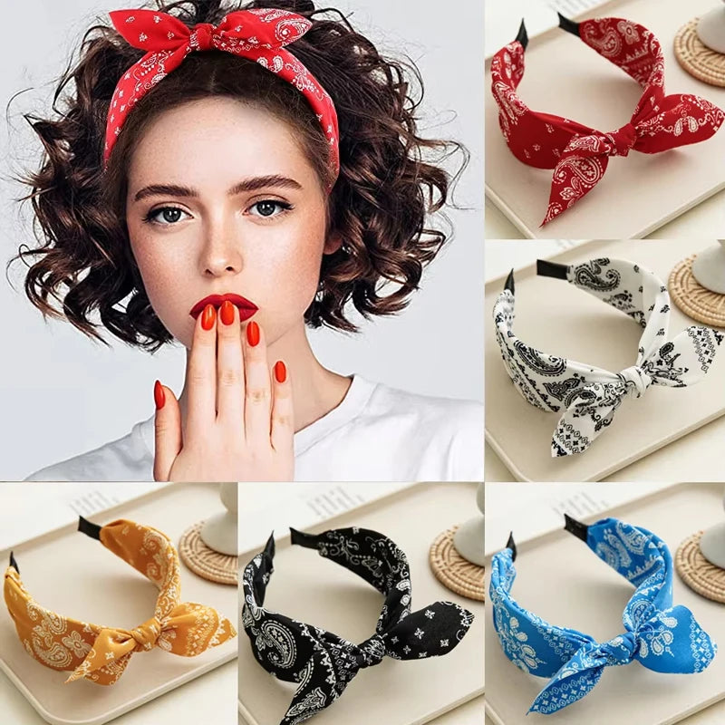 Retro Paisley Bow Headband